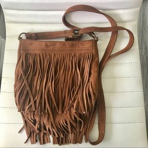 100% SUEDE leather Mossimo fringe cross body bag